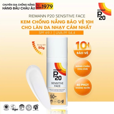 Riemann P20 Kem chống nắng Sensitive Face SPF50+ PA++++ 50g