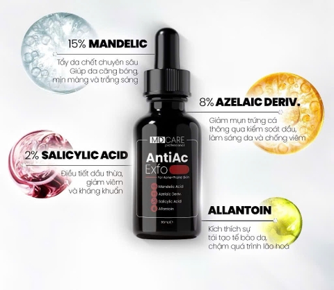 Tẩy Tế Bào Chết Home Peel Kiểm Soát Mụn, Giảm Viêm Và Giảm Tiết Dầu MD CARE AntiAc Exfo 30ml