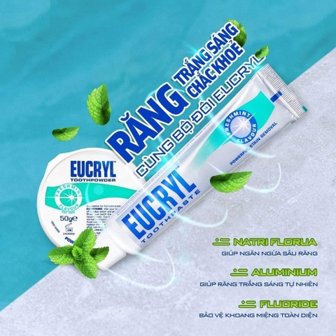 Bột/Kem Đánh Răng Làm Trắng Răng EUCRYL Tooth Paste Freshmint