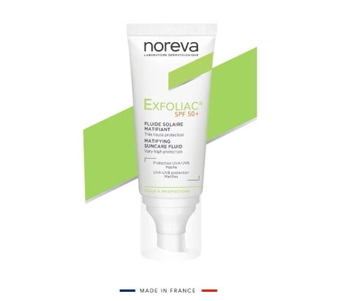 Kem chống nắng dành cho da dầu mụn Noreva Exfoliac Matifing Suncare Fluid SPP50+ 40ML
