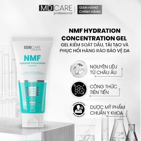Gel Kiểm Soát Dầu, Tái Tạo Và Phục Hồi Hàng Rào Bảo Vệ Da MD CARE NMF Hydration Concentrate Facial Gel 50ml