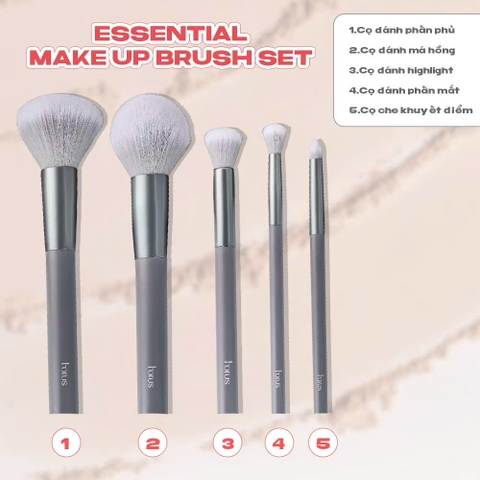 Horus Set Cọ trang điểm Essential Makeup Brush Set 5 Cọ