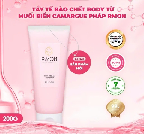 Tẩy Tế Bào Chết Body Muối Hồng Camargue Pháp Trắng Da, Mờ Thâm Sạm RMON 200g