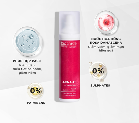 Lotion chấm mụn, giảm dầu nhờn Biotrade Acnaut Active Lotion 10ml/60ml