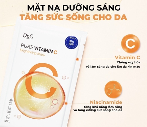 Mặt Nạ Giấy Dưỡng Sáng Giúp Tăng Cường Sức Sống Cho Làn Da Dr.G Pure Vitamin C Brightening Mask