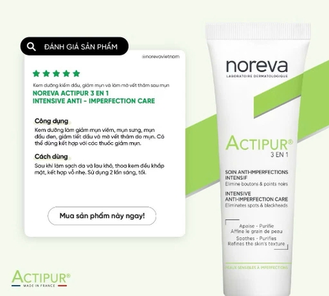 Kem bôi tri mụn Noreva Actipur 3 En 1 30ml