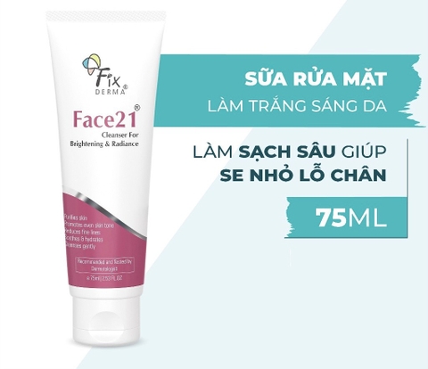 Sữa Rửa Mặt Trắng Sáng Da FIXDERMA Face21 Cleanser For Brightening & Radiance 75g
