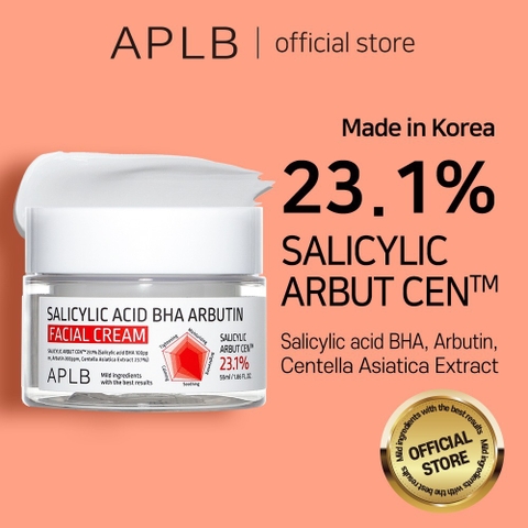 Kem Dưỡng Ẩm Giảm Mụn Trắng Da APLB Salicylic Acid BHA Arbutin Facial 55ml