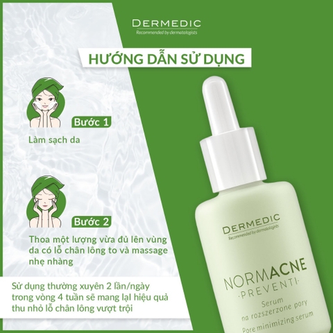 Serum kiềm dầu se khít lỗ chân lông cho da dầu Dermedic Normacne Preventi Widened Pores Serum 30ml
