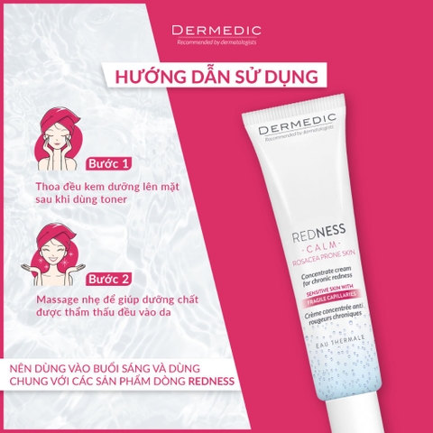 Kem dưỡng phục hồi da mỏng yếu nhạy cảm Dermedic Redness Calm Concentrate Cream For Chronic Diseases 40ml