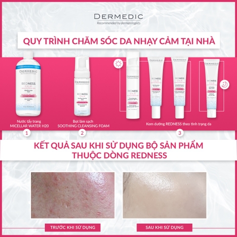 Nước tẩy trang Dermedic cho da nhạy cảm, mẩn đỏ REDNESS Micellar Water H2O 500ml