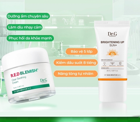 Dr.G Bộ chăm sóc da R.E.D BLEMISH Clear Soothing Cream Bonus Set (Kem 70ml + KCN 20ml)