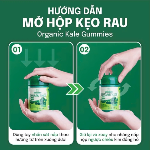 Kẹo Rau Thuần Chay Không Gelatin Organic Kale Gummies (45 viên)