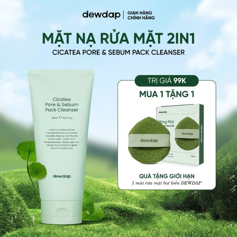 Mặt Nạ Rửa Mặt 2 In 1 Làm Sạch Sâu Cho Da Dầu Mụn Nhạy Cảm Dewdap Cicatea Pore & Sebum Pack Cleanser 150ml