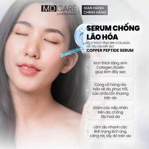 Serum Chống Lão Hóa, Kích Thích Tăng Sinh Collagen, Làm Đầy Sẹo MD CARE Copper Peptide Serum 30ml