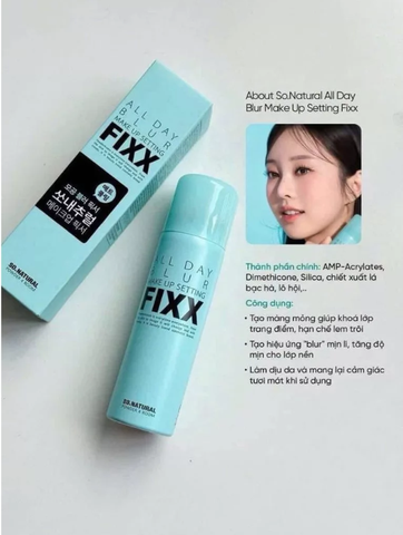 Xịt khoá nền mịn lì So Natural All Day BLUR Makeup Setting Fixx 75ml (XANH)