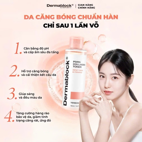 Toner PDRN cấp ẩm và căng bóng da Dermablock PDRN Collagen Toner 150ml