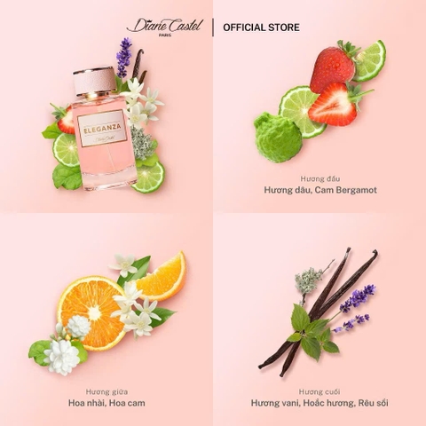 Nước hoa nữ Diane Castel Paris Eleganza Hương Trái Cây Đảo Síp EDP 100ml Phong cách Nữ tính, Dịu dàng, Trẻ trung