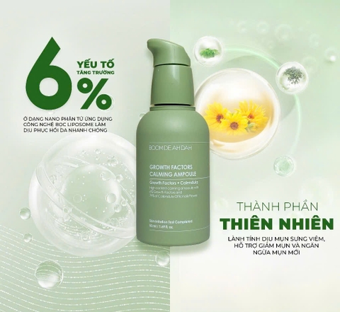 Serum Giúp Làm Dịu, Hỗ Trợ Phục Hồi, Giảm Mụn Boom De Ah Dah Growth Factors Calming Ampoule 50ml (XANH LÁ)