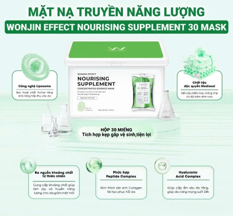 Hộp 30 Miếng Mặt Nạ Giúp Truyền Năng Lượng Wonjin Effect Nourising Supplement 350g (hộp 30 Mask)