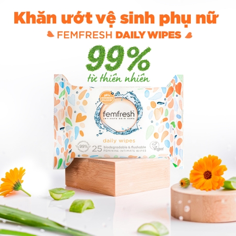 Khăn giấy ướt vệ sinh vùng kín phụ nữ cao cấp Femfresh Wipes