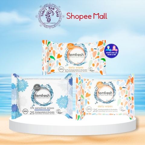 Khăn giấy ướt vệ sinh vùng kín phụ nữ cao cấp Femfresh Wipes