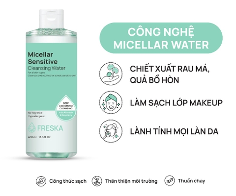 Nước tẩy trang Freska Micellar Sensitive Cleansing Water 400ml