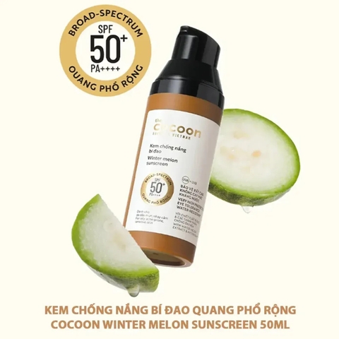 Kem chống nắng Cocoon bí đao quang phổ rộng, bảo vệ cao SPF50+, PA ++++