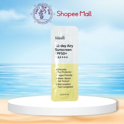 Mẫu thử Kem chống nắng Dear Klairs All-day Airy Sunscreen 2g