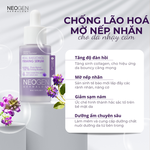 Serum 10% Bakuchiol Sinh Học Chống Lão Hoá Mờ Nếp Nhăn Neogen Dermalogy Real Bakuchiol Firming Serum 30ml