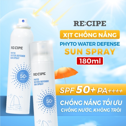 Xịt Chống Nắng Recipe Phyto Water Defense Sun Spray Chống Nắng, Không Trôi 180ml