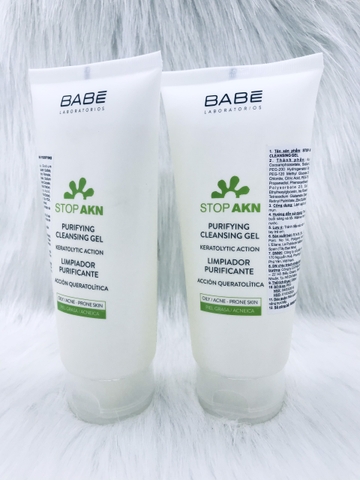 Sữa rửa mặt BABÉ Stop Akn Purifying Cleansing gel cho da dầu mụn