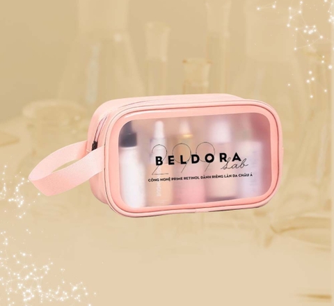 (QUÀ TẶNG) Túi đựng mỹ phẩm Độc Quyền Beldora 299 dạng hộp có khoá kéo cao cấp