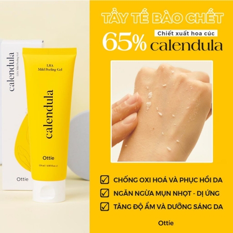 Tẩy Tế Bào Chết LHA Ottie Calendula LHA Mild Peeling Gel Tẩy Tế Bào Chết Ottie Hoa Cúc Dịu Nhẹ 120ml