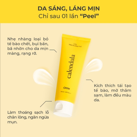 Tẩy Tế Bào Chết LHA Ottie Calendula LHA Mild Peeling Gel Tẩy Tế Bào Chết Ottie Hoa Cúc Dịu Nhẹ 120ml