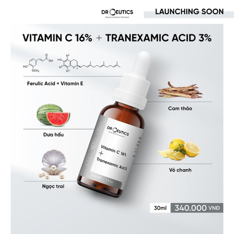 Tinh chất Serum C Drceutics VITAMIN C 16% + TRANEXAMIC ACID 3% dưỡng sáng, mờ thâm, giảm nám