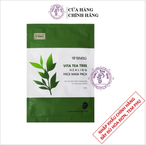 (1 hộp tặng băng đô) Mặt nạ BNBG giảm mụn Vita Tea Tree Healing Face mask