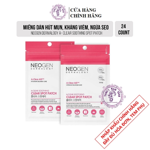 Miếng dán mụn Neogen Dermalogy A-Clear Soothing Clear Spot Patch (24 Miếng/2Tờ)