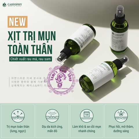 Xịt trị mụn toàn thân CARYOPHY PORTULACA BODY MIST 150ML