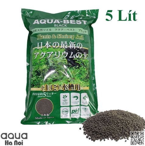 Phân nền Nhật Bản Aqua Best cung cấp dinh dưỡng hồ thủy sinh cá tép cảnh - hạt màu đen- Bao 5 Lít