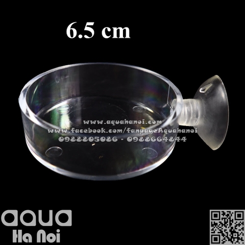 Chén đĩa Acrylic cho cá tép ăn- Có hít kính thành hồ - Hình tròn - 6.5 cm