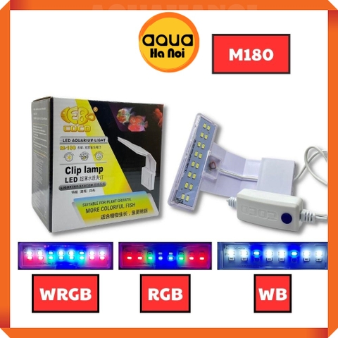 Đèn LED COCO M-180 - Đổi màu WRGB - Kẹp thành hồ cá cảnh thủy sinh mini - Màu trắng