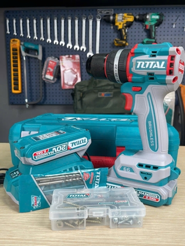 Máy khoan búa pin LithiumIon 20V TOTAL TIDLI20668 momen xoắn 66Nm không chổi than