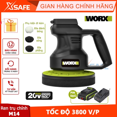 Máy chà nhám không chổi than dùng pin 20V WORX WU858.9 đường kính 180mm