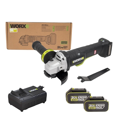 100mm Bộ máy mài góc dùng pin 20V Worx WU835 (Công tắc bóp)