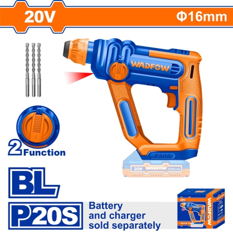 Máy Khoan Đục Bê Tông Dùng Pin 20V-16mm (không Kèm Pin Sạc) WADFOW WLM1516