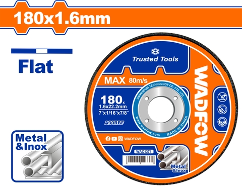 Đá cắt kim loại 180x1.6x22.2mm WadFow WAC1371