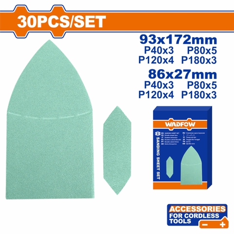 Bộ 30 Giấy Nhám 93*172mm 86*27mm WADFOW WSD938630