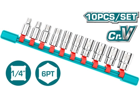 Bộ 10  đầu tuýp 1/4 inch Total THT1411023 xsafe