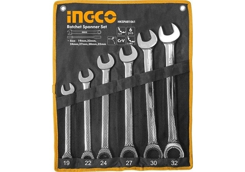 Bộ 6 cờ lê vòng miệng tự động 19-32mm INGCO HKSPAR1061